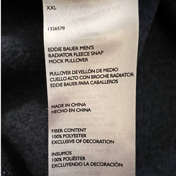 Eddie Bauer Men's Radiator Fleece Snap Mock Pullover Size XXL in Blue - Picture 5 of 6